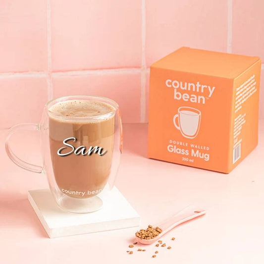 Double Wall Glass Mug 350ml (Free Personalisation)
