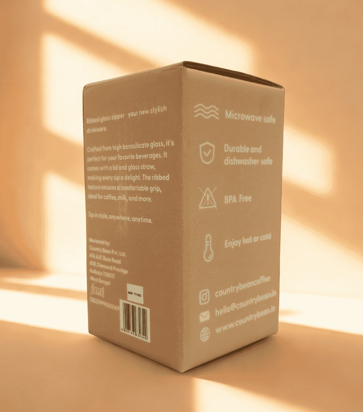 Ribbed Glass Sipper 470ml