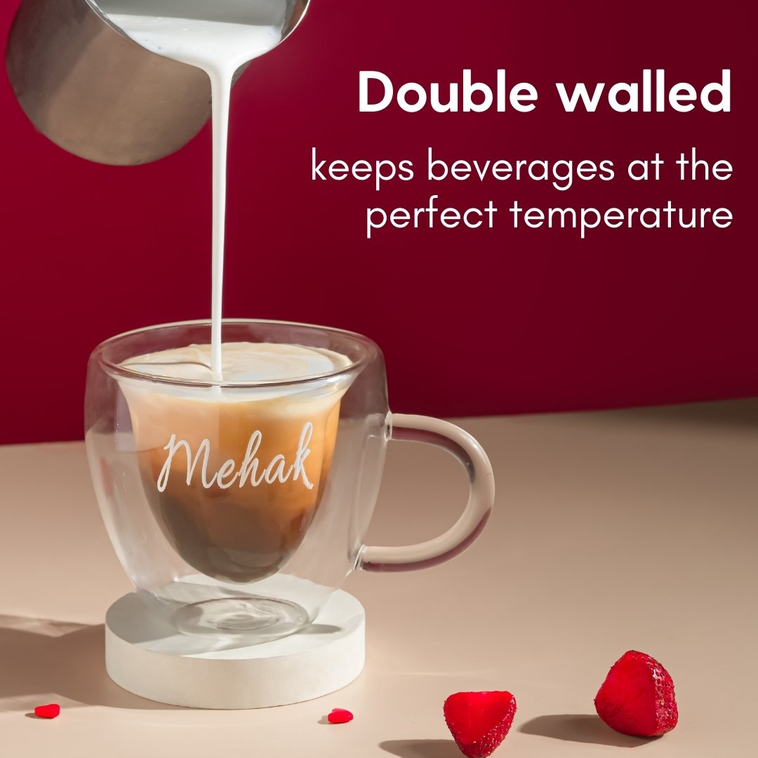 Heart Shaped Glass Mug 250ml (Free Personalisation)