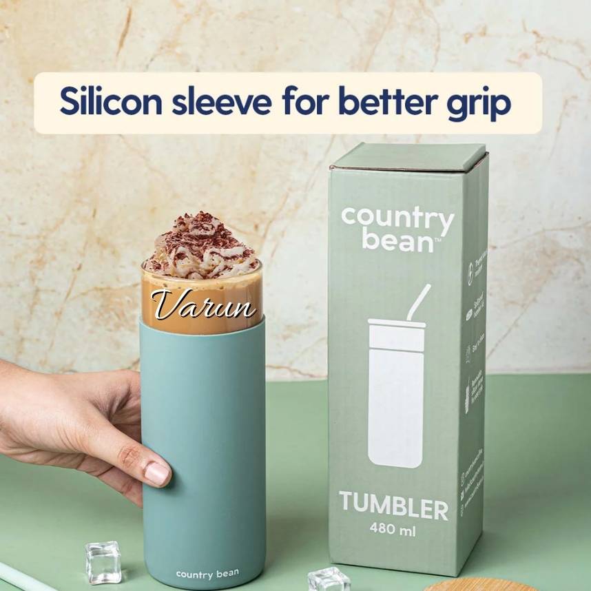 Glass Tumbler with Silicon Straw (Free Personalisation)