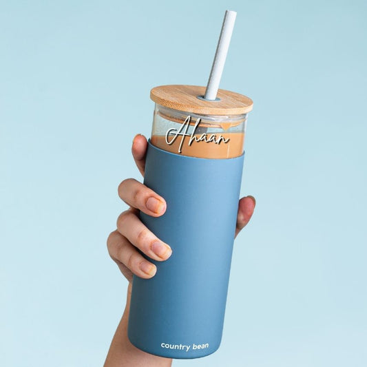Glass Tumbler with Silicon Straw (Free Personalisation)