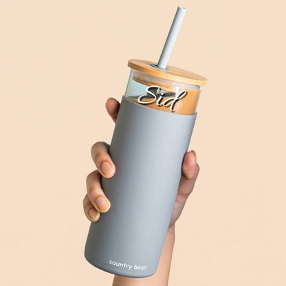 Glass Tumbler with Silicon Straw (Free Personalisation)