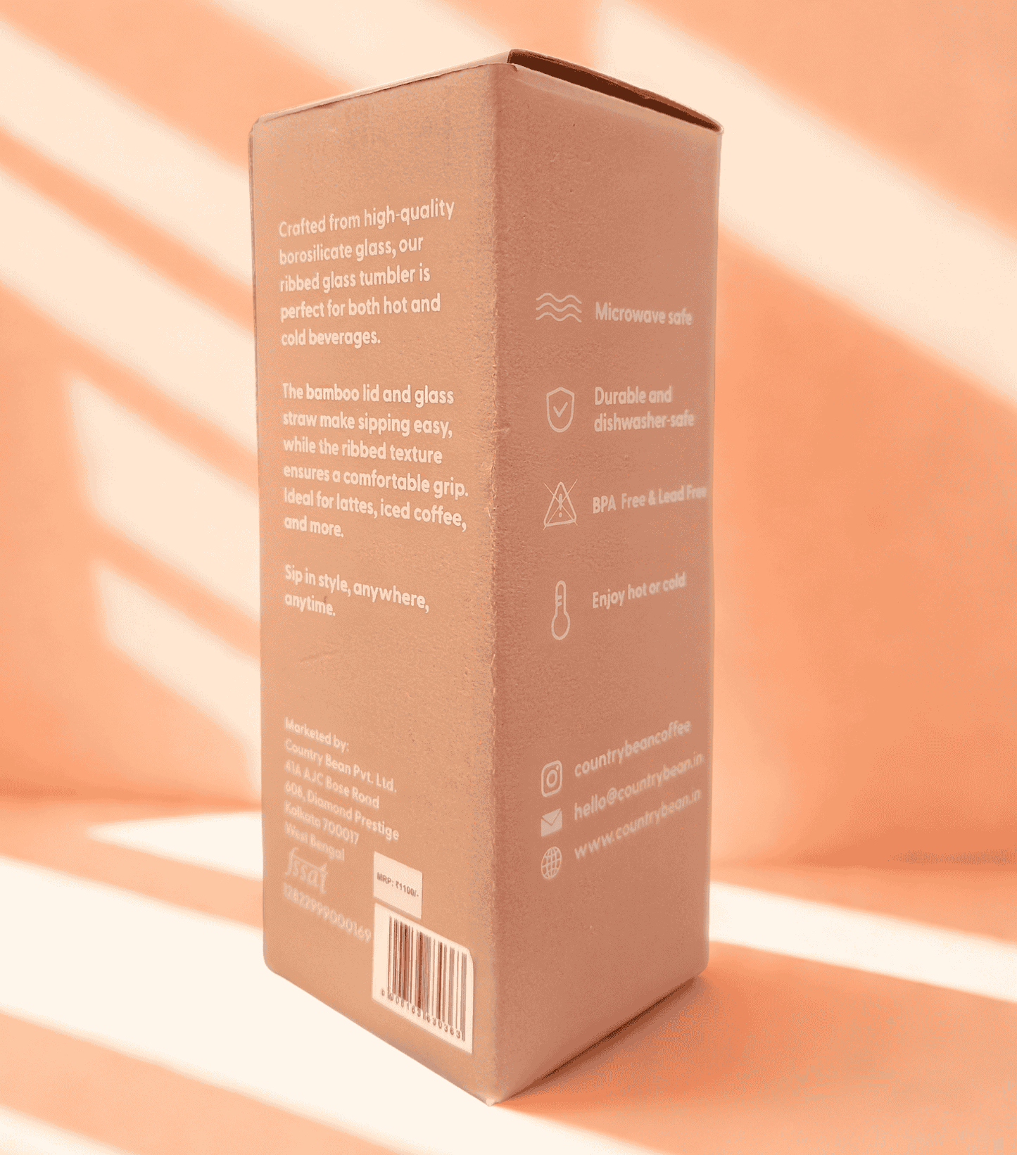 Ribbed Glass Tumbler 400ml