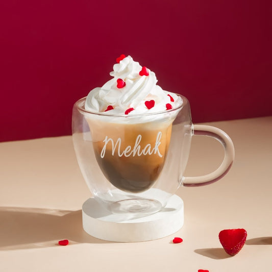 Heart Shaped Glass Mug 250ml (Free Personalisation)