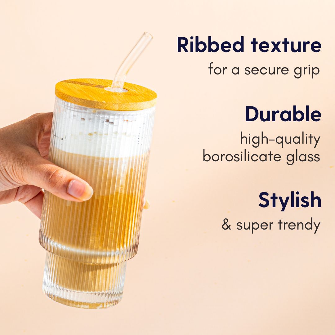 Ribbed Glass Tumbler 400ml