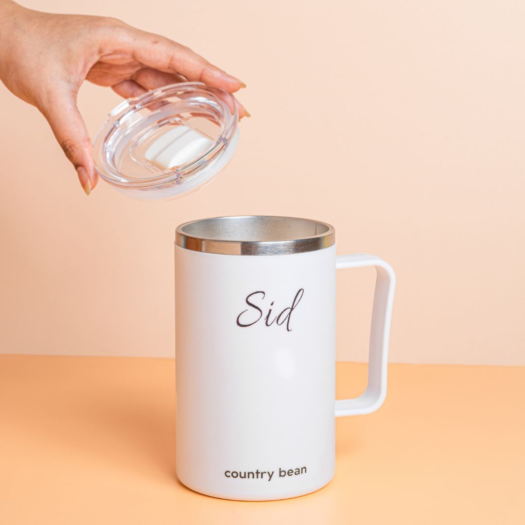 Stainless Steel Mug White 550ml (Free Personalisation)