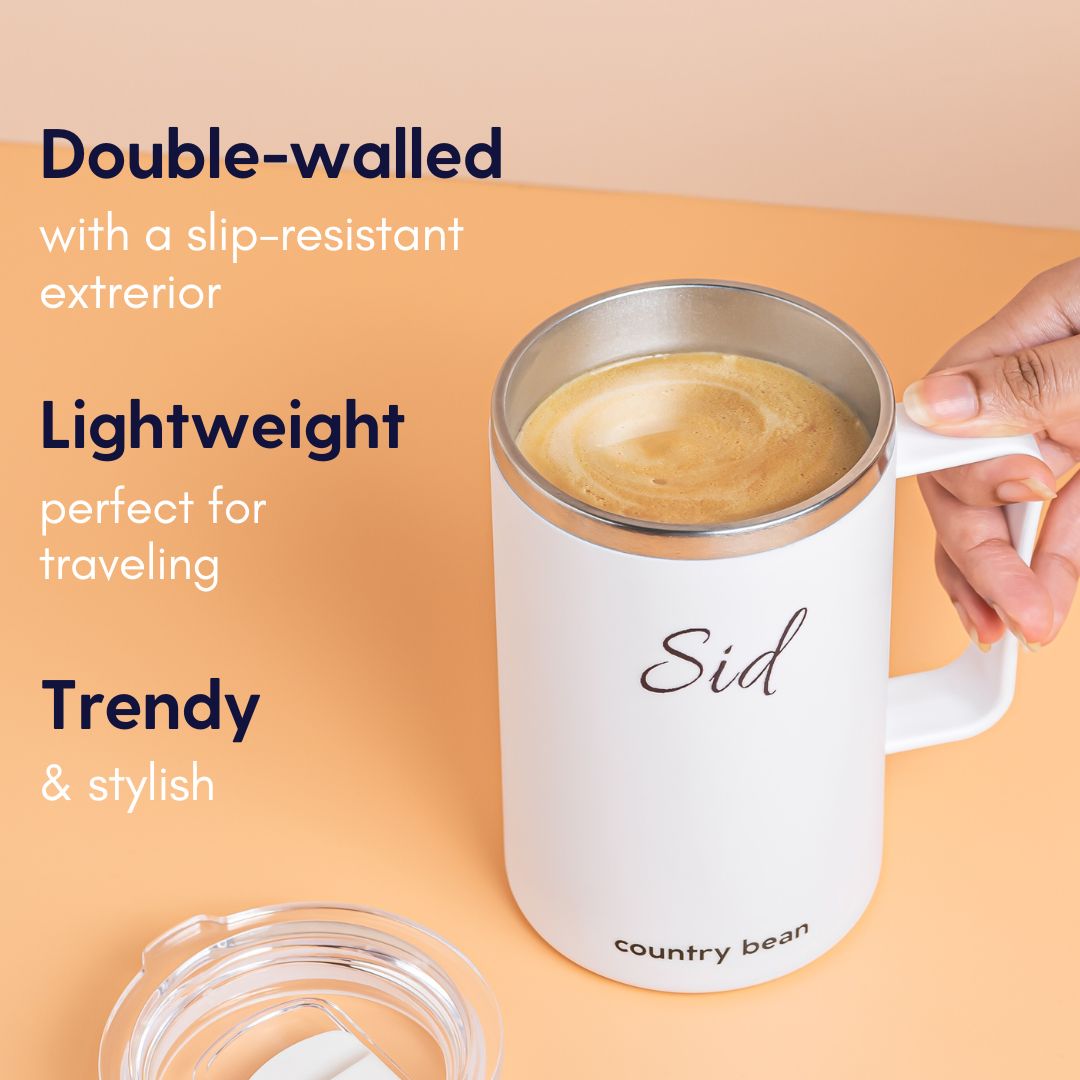 Stainless Steel Mug White 550ml (Free Personalisation)